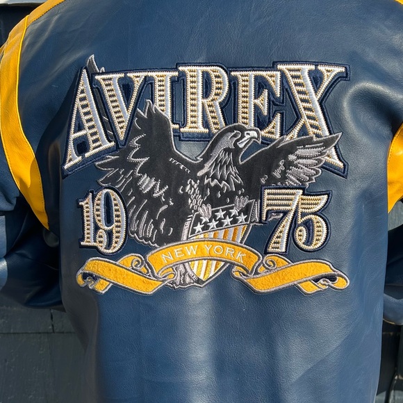 AVIREX 1975 New York leather bomber button down jacket youth large - super rare - Picture 12 of 13